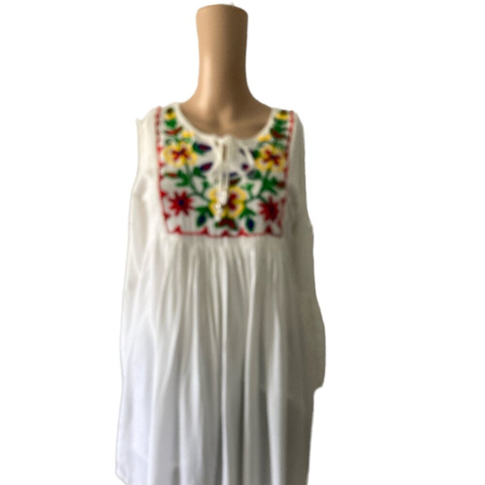 Riviera Sun Cold Shoulder White Size S Boho Embroidered Dress